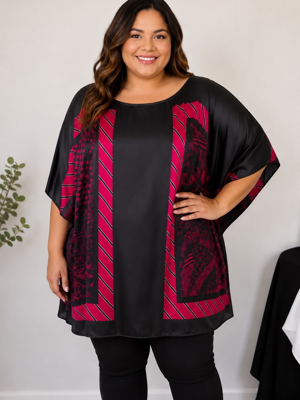 Michael Kors Black Top with Fuchsia Accent